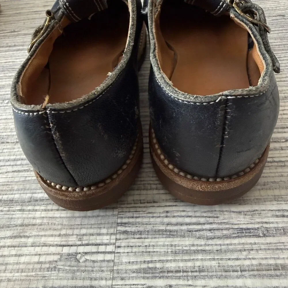 VTG Buster Brown Navy Blue Leather T-Strap Mary Jane Shoes Size Toddler 8